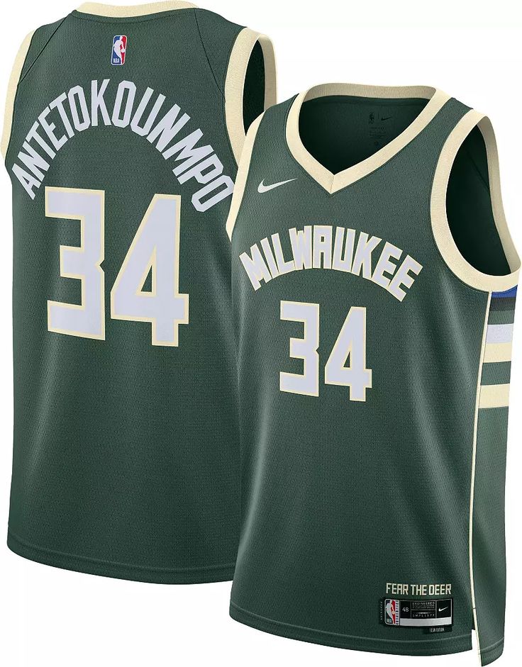 Maillot Swingman Nike Icon Edition Milwaukee Bucks - Vert chasseur - Giannis Antetokounmpo - Unisexe