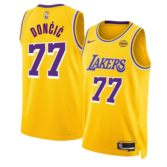Maillot Nike Icon Edition Swingman des Lakers de Los Angeles - Or - Luka Dončić - Unisexe