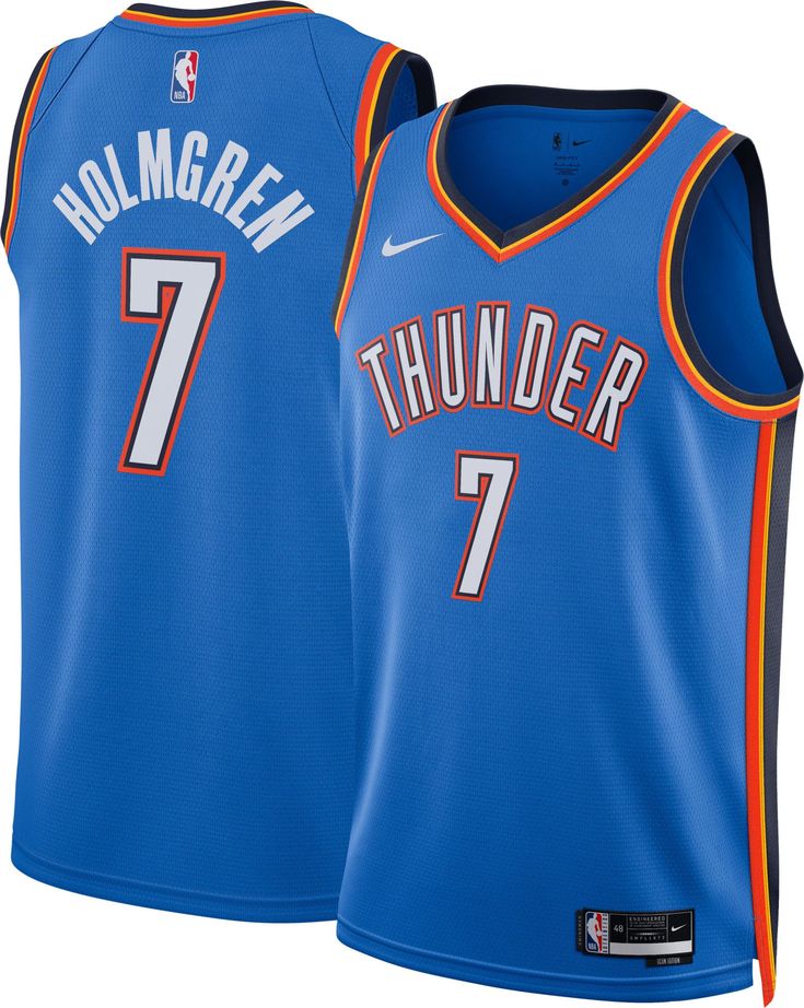 Maillot Swingman Nike Icon Edition d'Oklahoma City Thunder - Bleu - Chet Holmgren - Unisexe