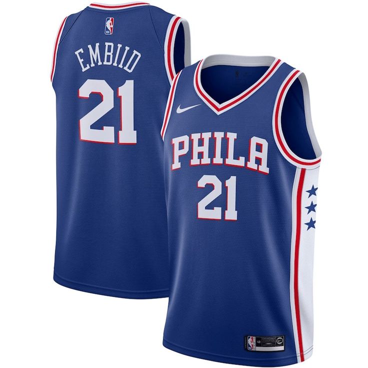 Philadelphia 76ers Nike Icon Swingman Maillot d'équipe de NBA - Blanc - Joel Embiid - Unisex